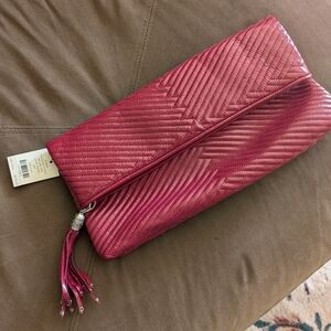 Cole Haan Pink Quilted Clutch with Tassel Detail